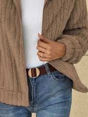 Full Size Zip-Up Long Sleeve Texture Jacket Plus Size 