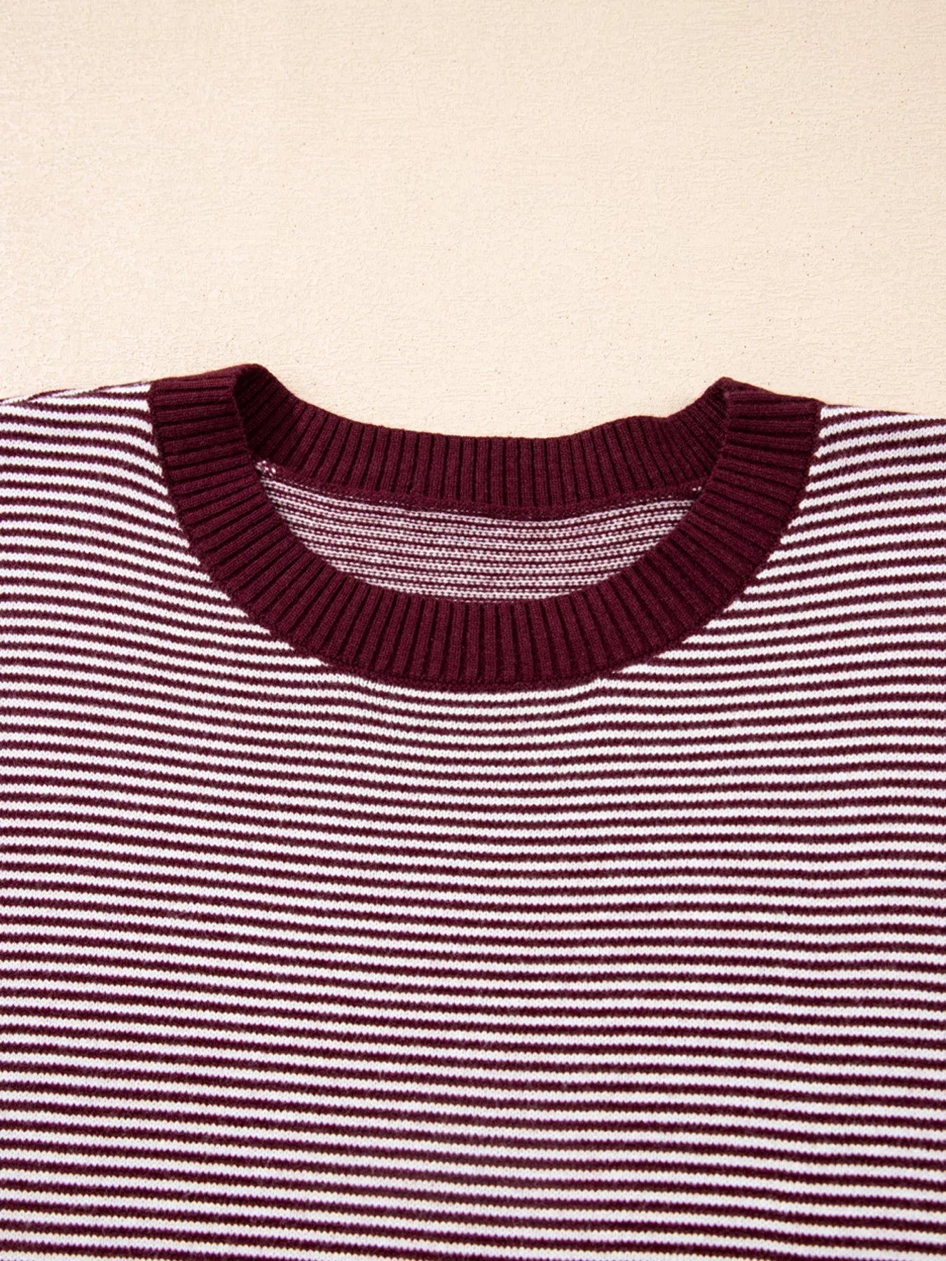 Stripe Color Block Patchwork Dolman Oversize Tunic Sweater 