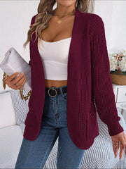 Chunky Knit Open Front Cardigan with Pockets 