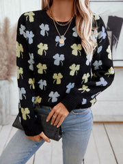 Clover Round Neck Long Sleeve Sweater 