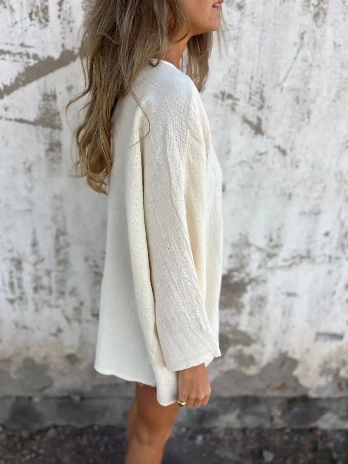 Full Size One Button Long Sleeve Shirt Plus Size 