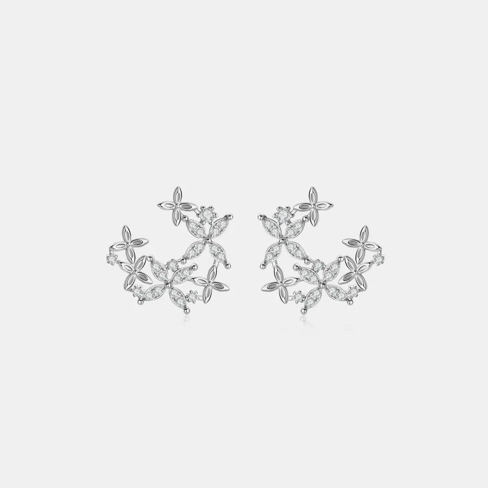 925 Sterling Silver Moissanite Lucky Clover Earrings 