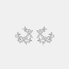 925 Sterling Silver Moissanite Lucky Clover Earrings 