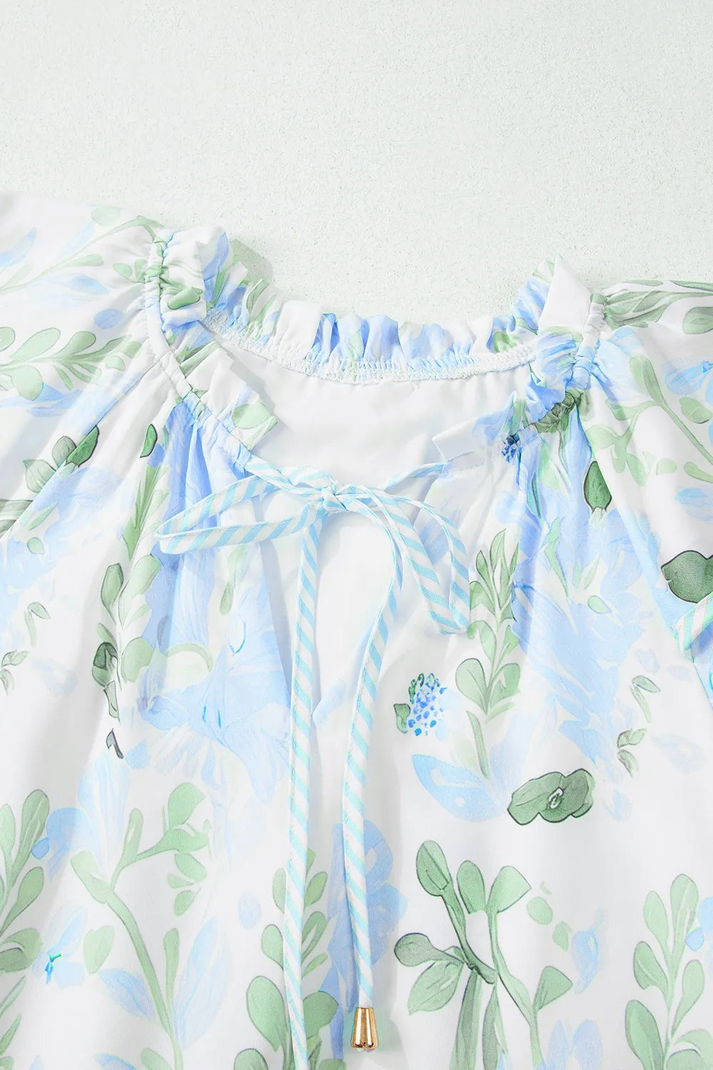 Floral Contrast Edge Layered Short Sleeve Mini Dress 