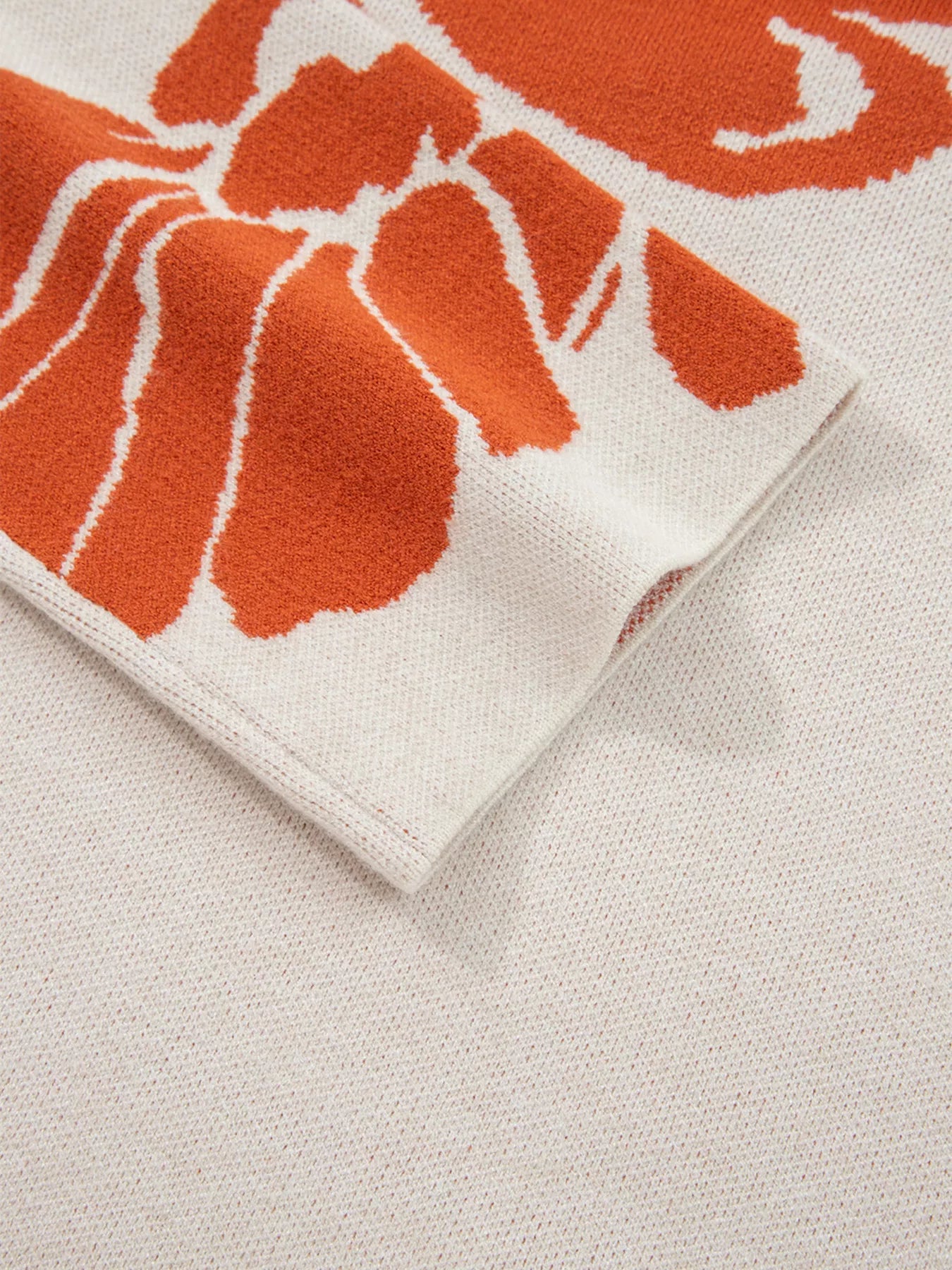 Flower Pattern Wide Sleeve Baggy Sweater 