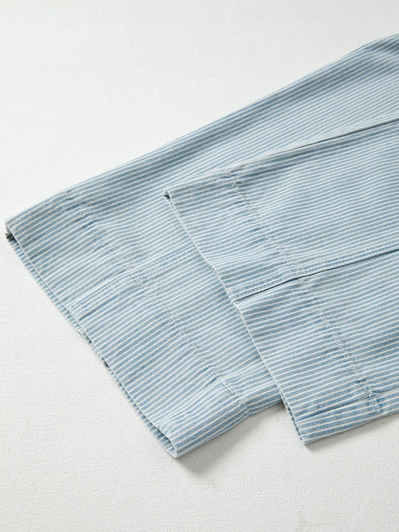 Stripe Mid Rise Drawstring Waist Jeans 
