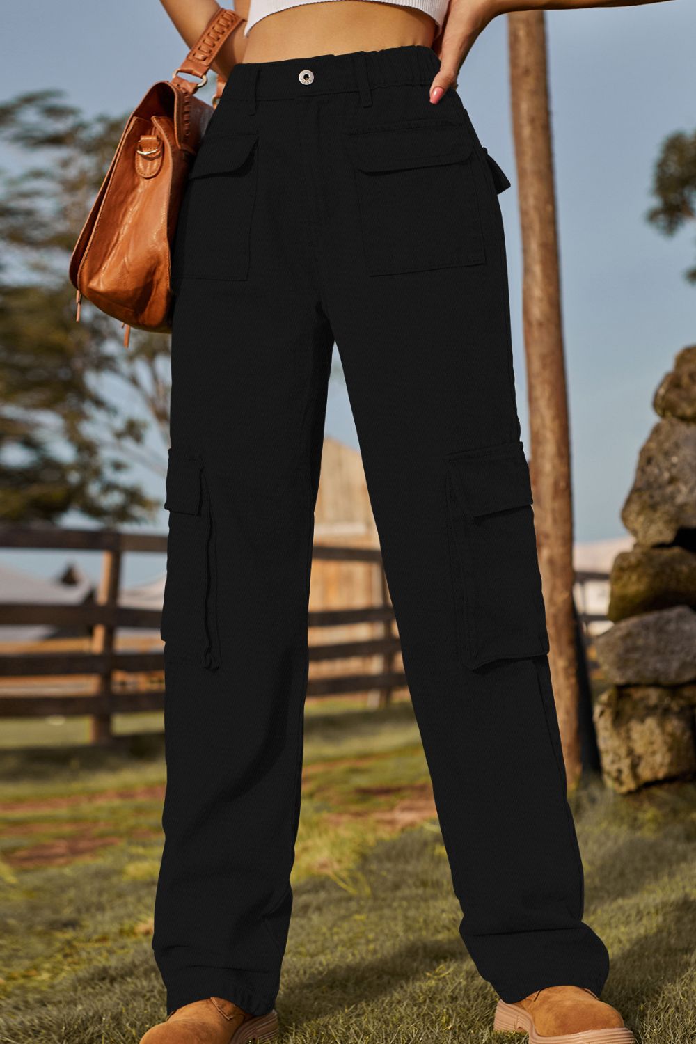 Loose Fit Long Jeans with Pockets 