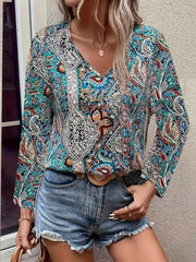 Paisley Print Long Sleeve Blouse 