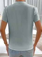 Notched Neckline Petal Sleeve Blouse 