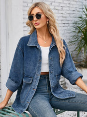 Button Up Long Sleeve Denim Jacket 
