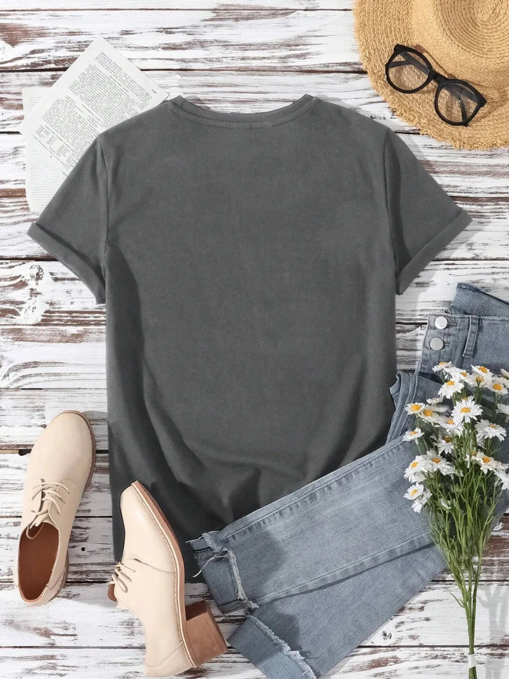 Lucky Clover Round Neck Short Sleeve T-Shirt 