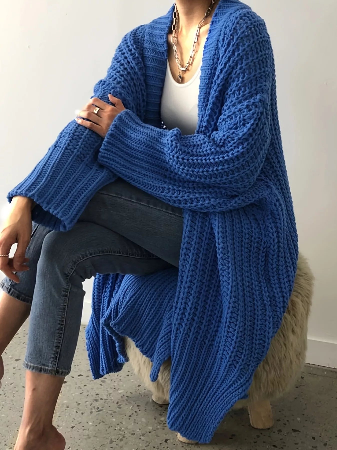 Chunky Knit Open Front Cardigan 