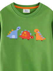 Children's Dinosaur Embroidered Crew Neck Sweatshirt 