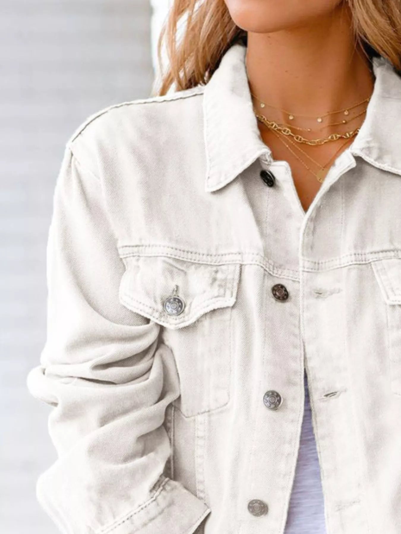 Button Up Long Sleeve Denim Jacket 
