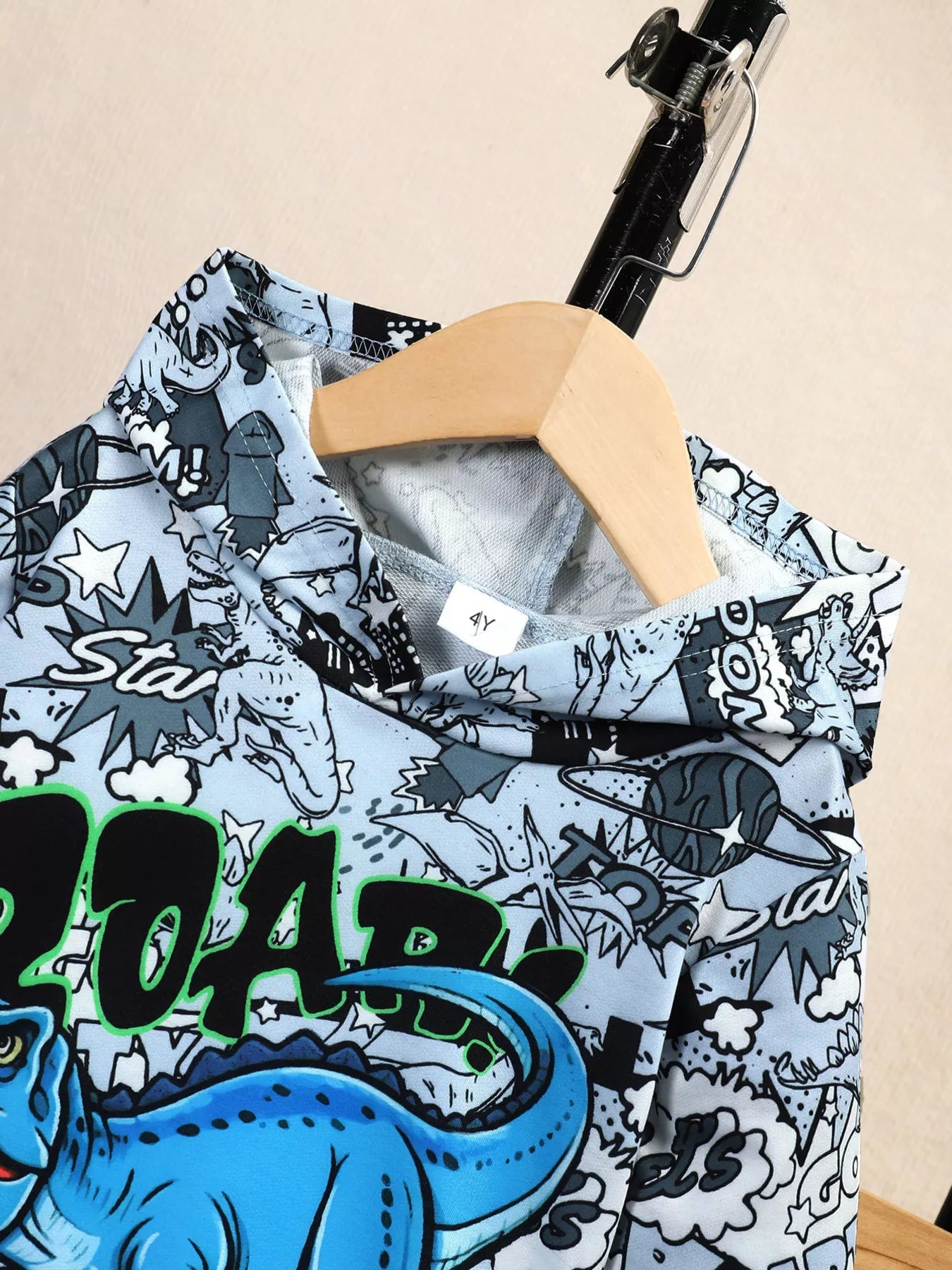 Children's Dinosaur Print Hoodie and Pants Set 