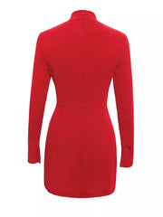 Mock Neck Long Sleeve Bodycon Dress 
