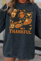Thankful Thanksgiving Graphic Long Sleeve Sweatshirt 
