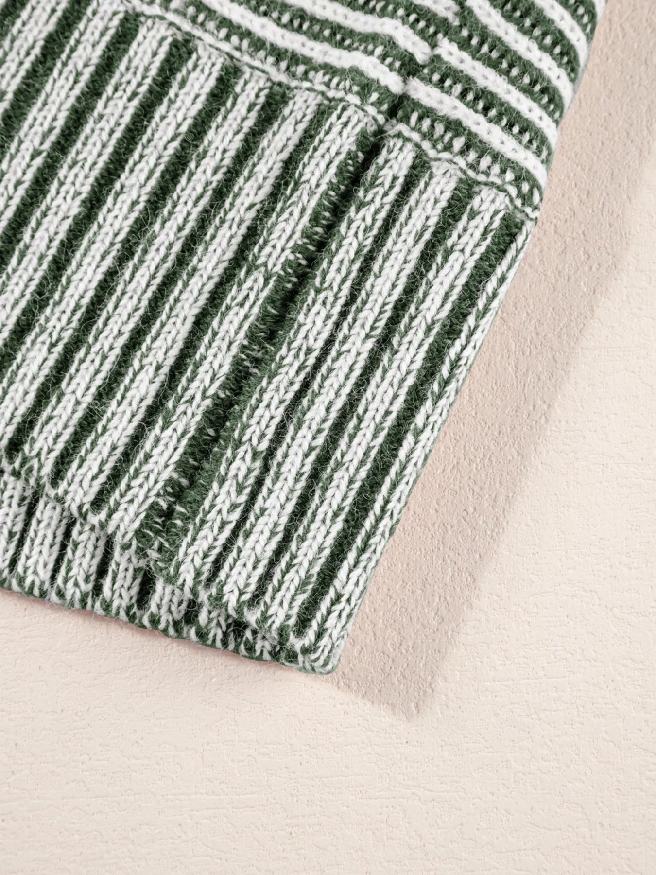 Striped Ribbed Knit Boat Neck Baggy Sweater 