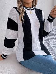 Color Block Round Neck Sweater 