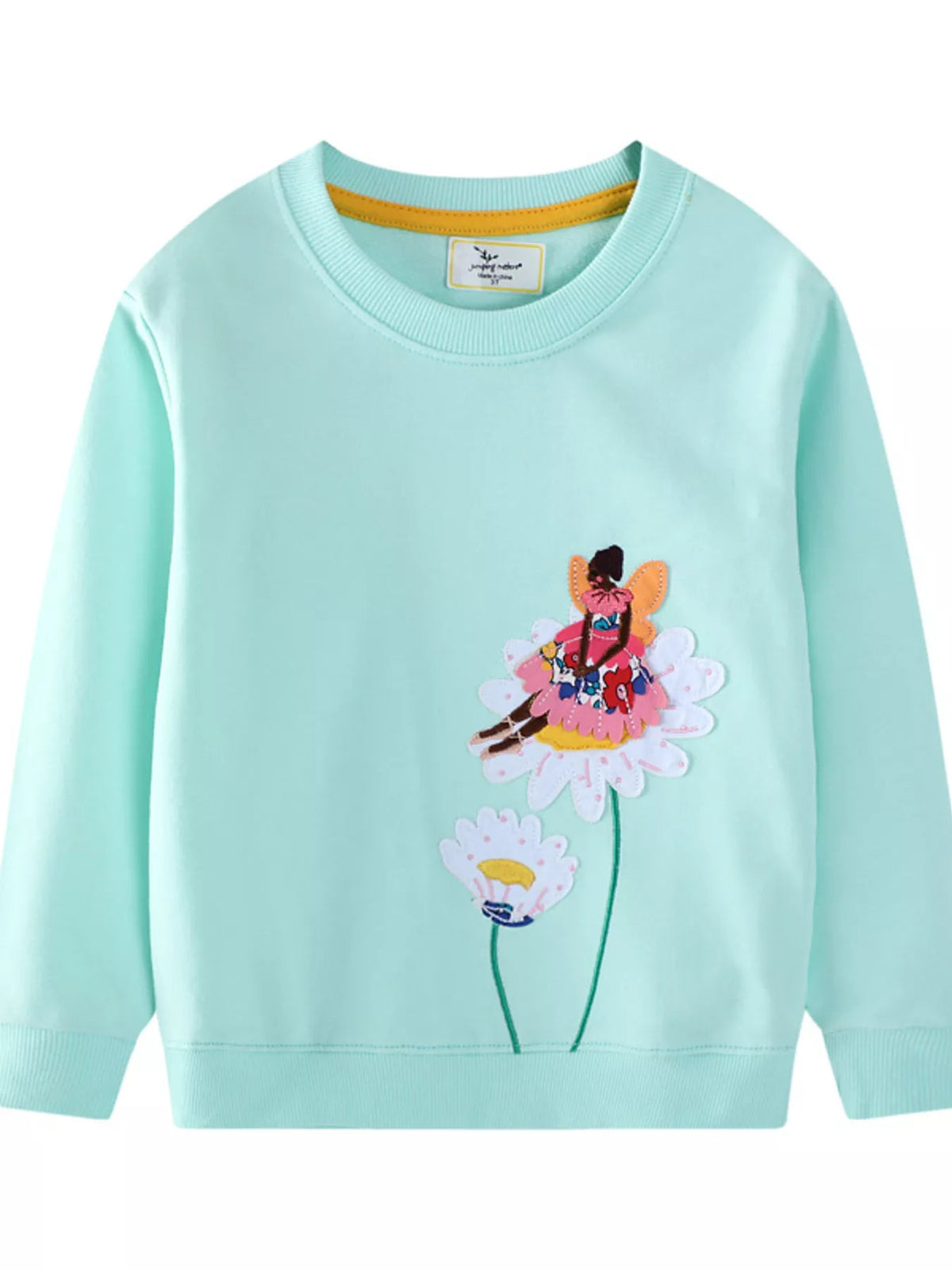 Children's Flower Embroidered Crew Neck Sweatshirt 