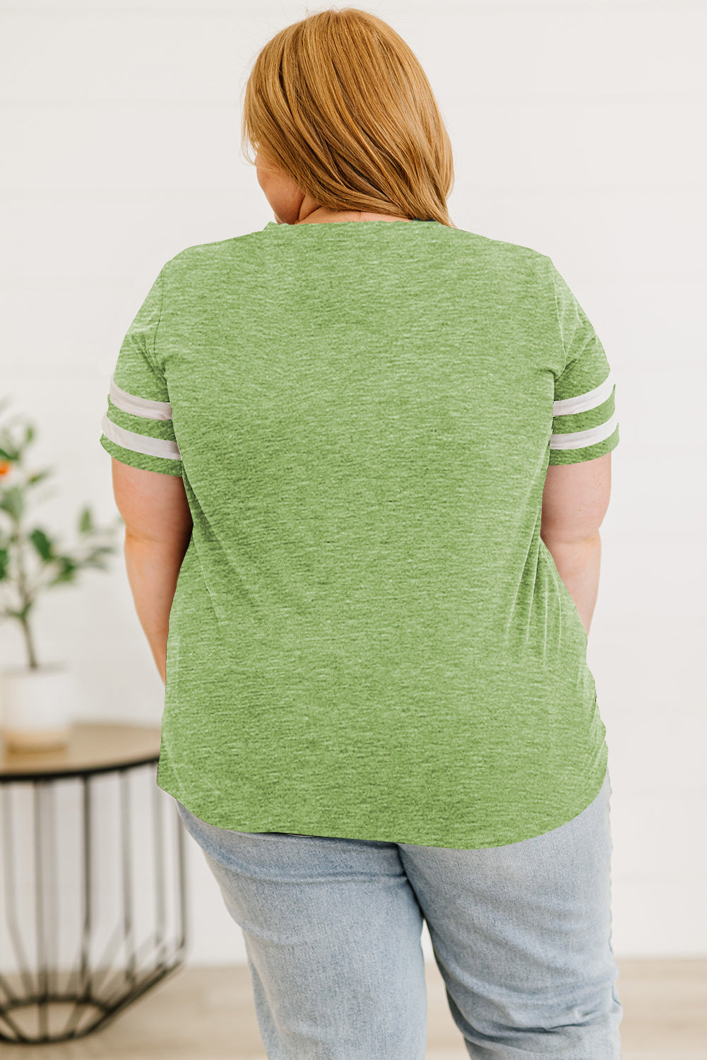 Plus Size Striped V-Neck Tee Shirt 