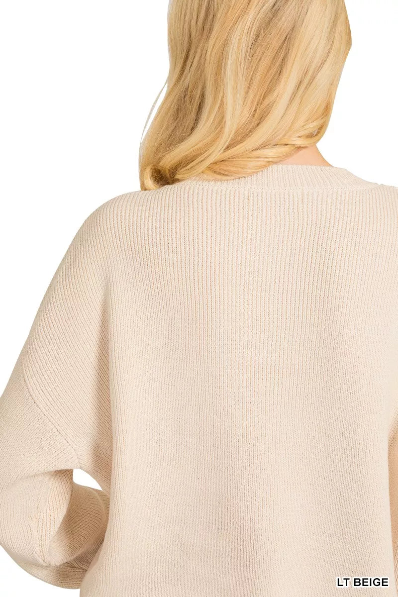 Zenana American Flag Crew Neck Sweater 
