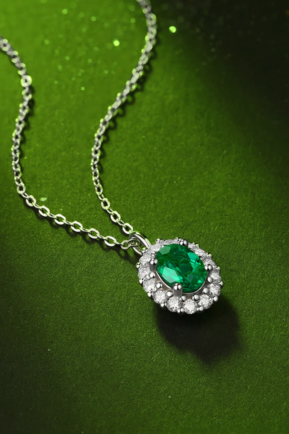1.5 Carat Lab-Grown Emerald 925 Sterling Silver Necklace 