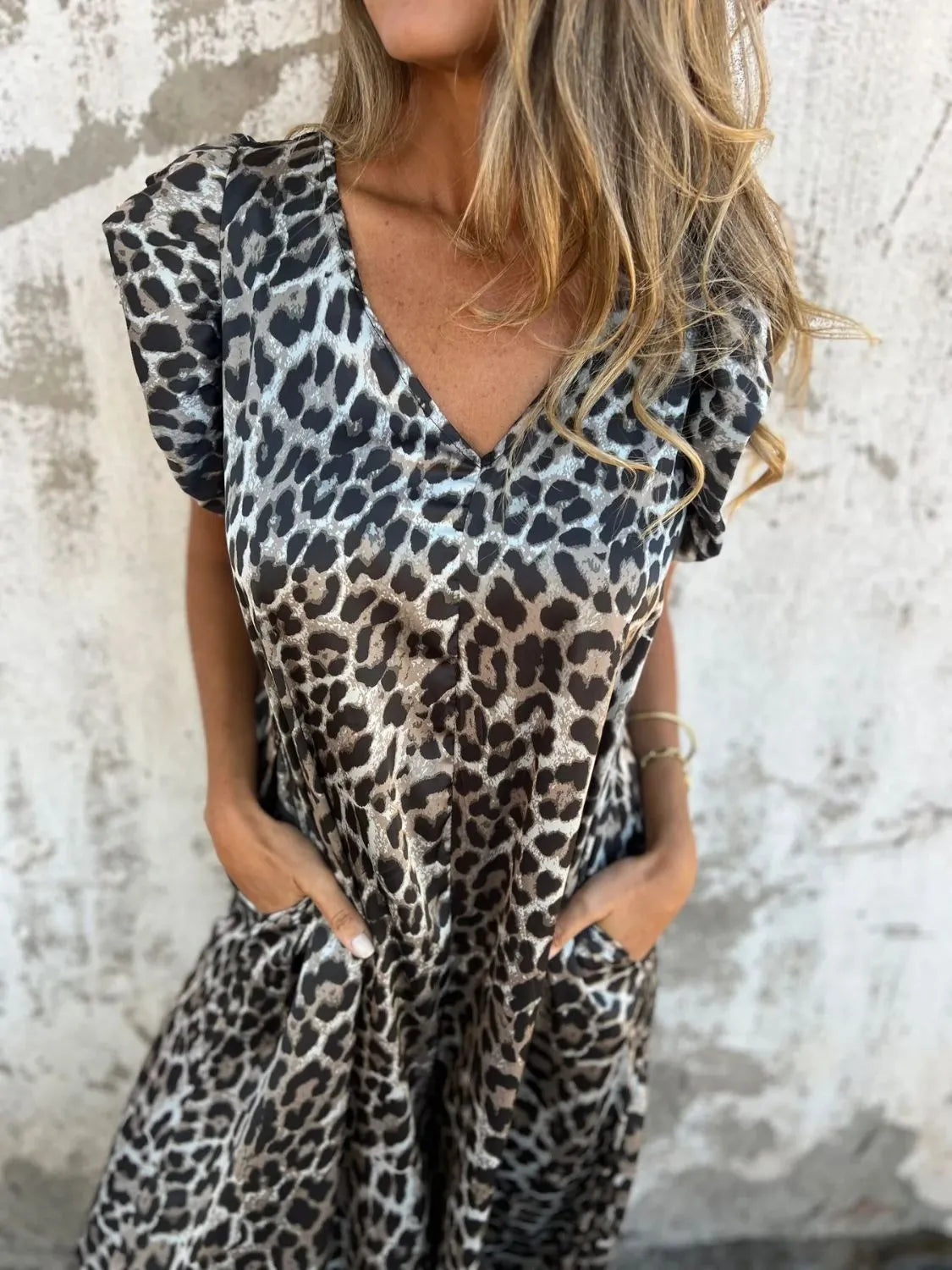 Full Size V-Neck Cap Sleeve Wide Leg Jumpsuit Plus Size 