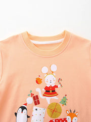 Children's Christmas Print Round Neck Sweatshirt 