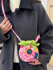 Pineapple Shaped Knitted Crossbody Bag 