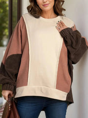 Plus Size Color Block Long Sleeve Hoodie 
