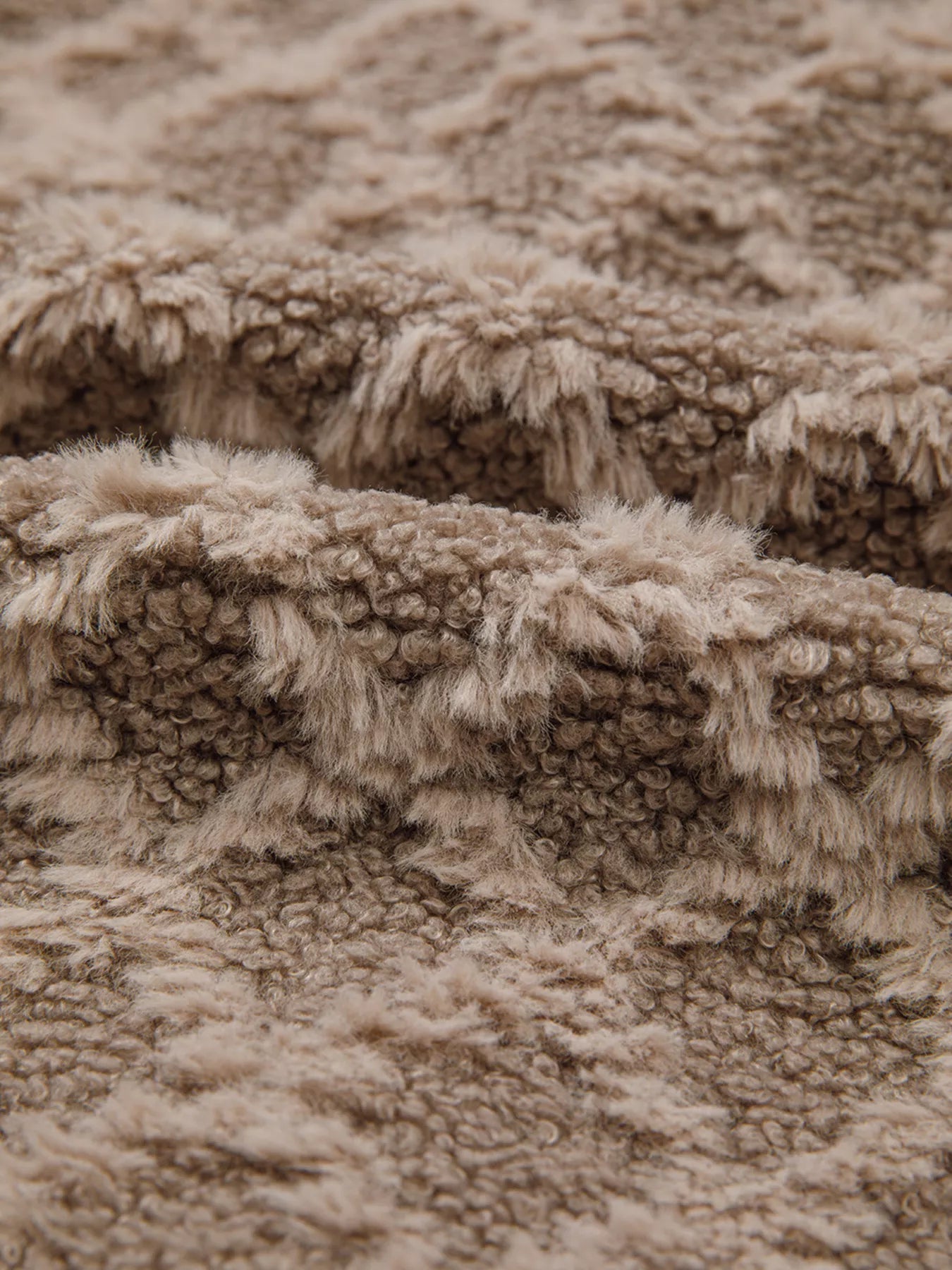 Sherpa Rhombus Zip Up Side Pocket Hooded Jacket 