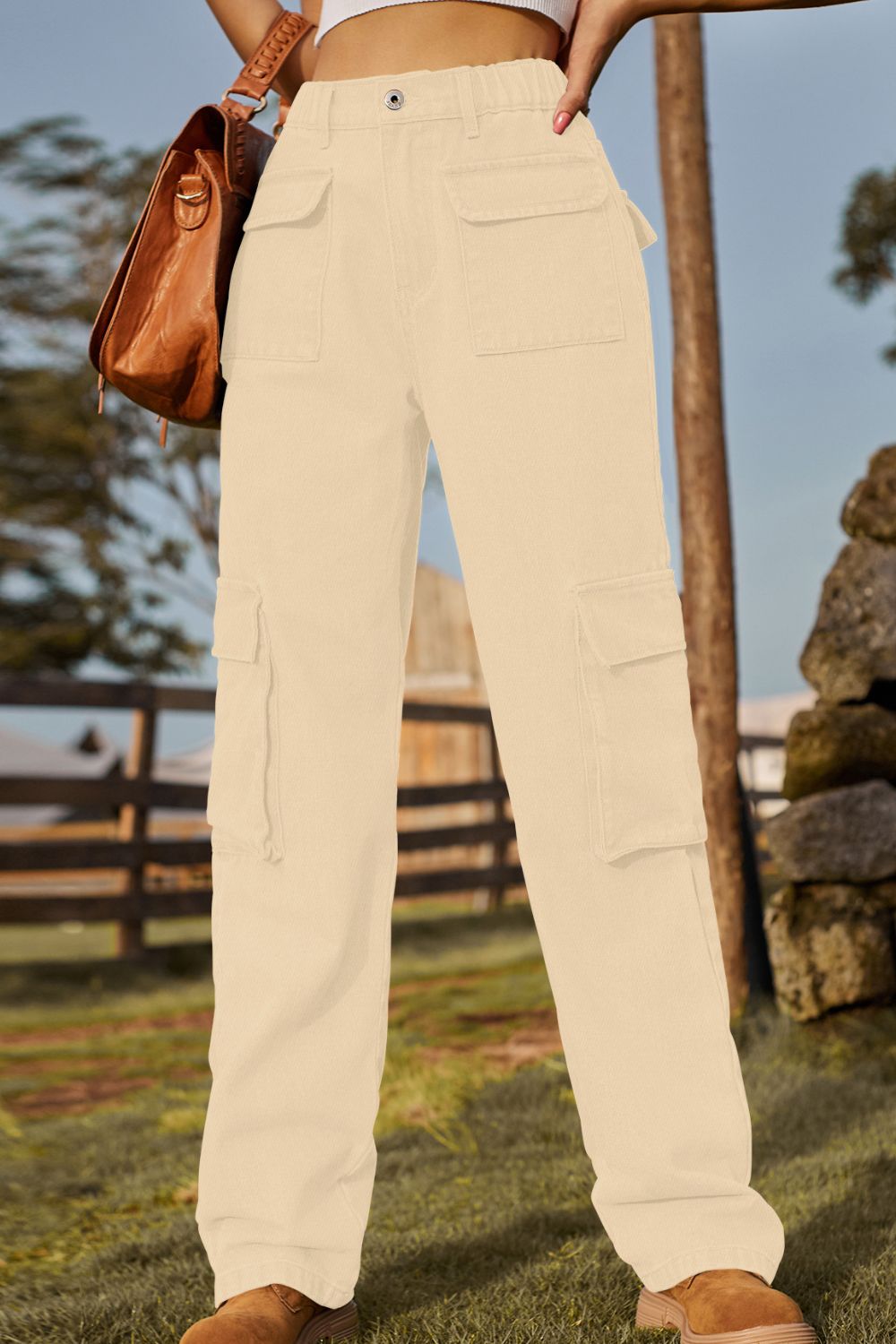 Loose Fit Long Jeans with Pockets 