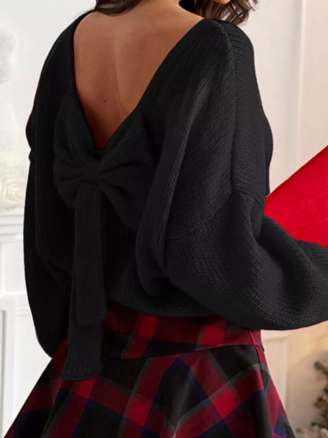Bow Back Long Sleeve Sweater 