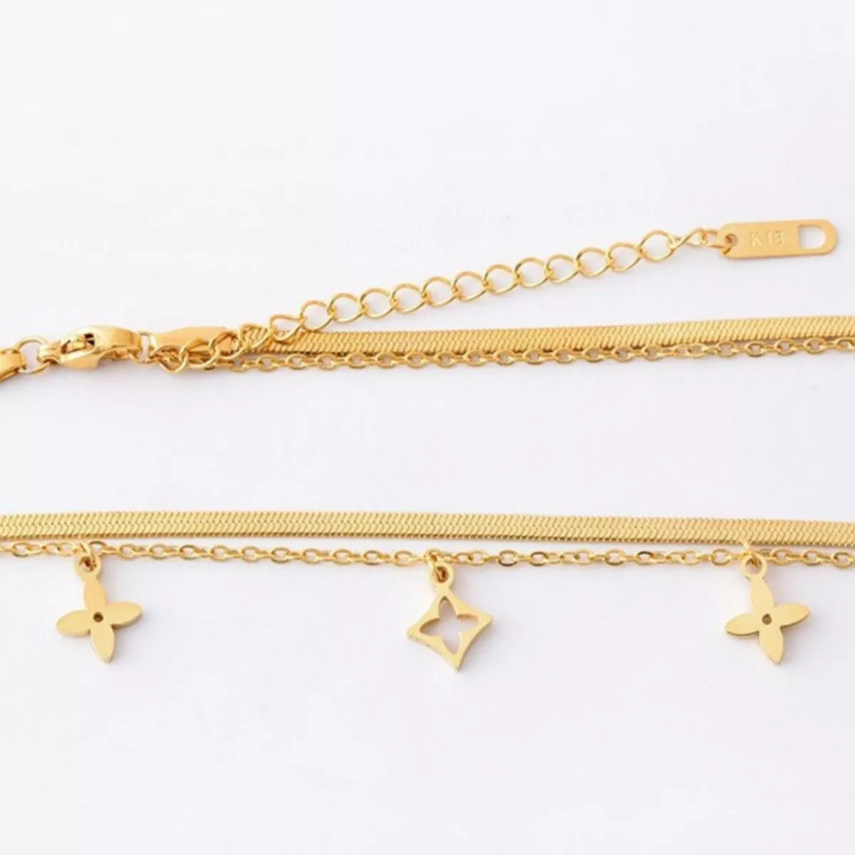 18K Gold-Plated Double Layered Charm Necklace 