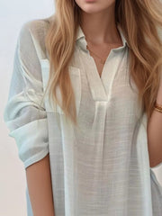 Full Size Side Slit Roll-Tab Sleeve Mini Shirt Dress Plus Size 
