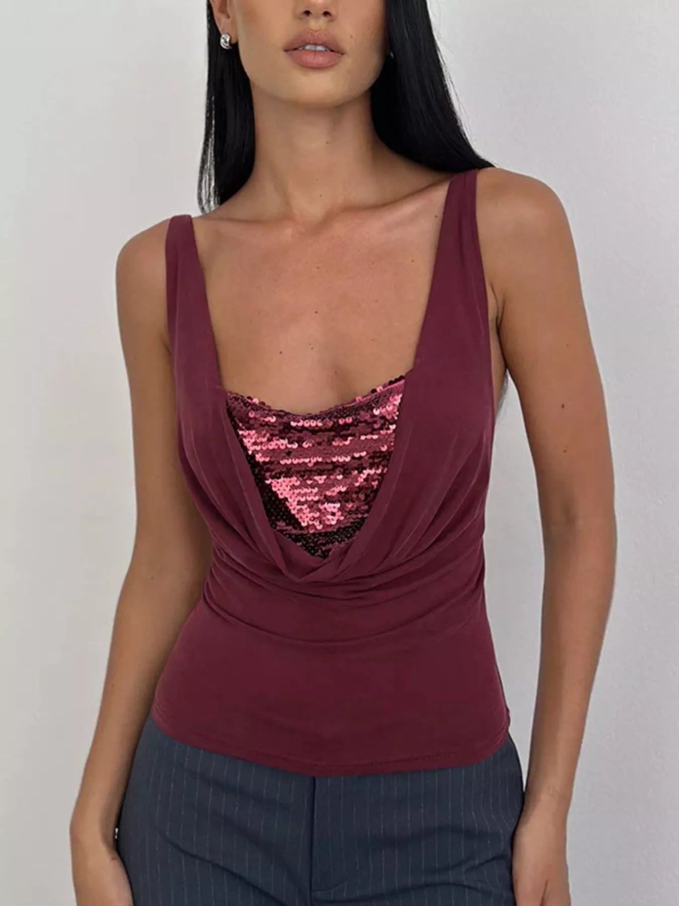 Sequin Detail Ruched Tank 