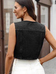 Button Up Sleeveless Denim Vest 
