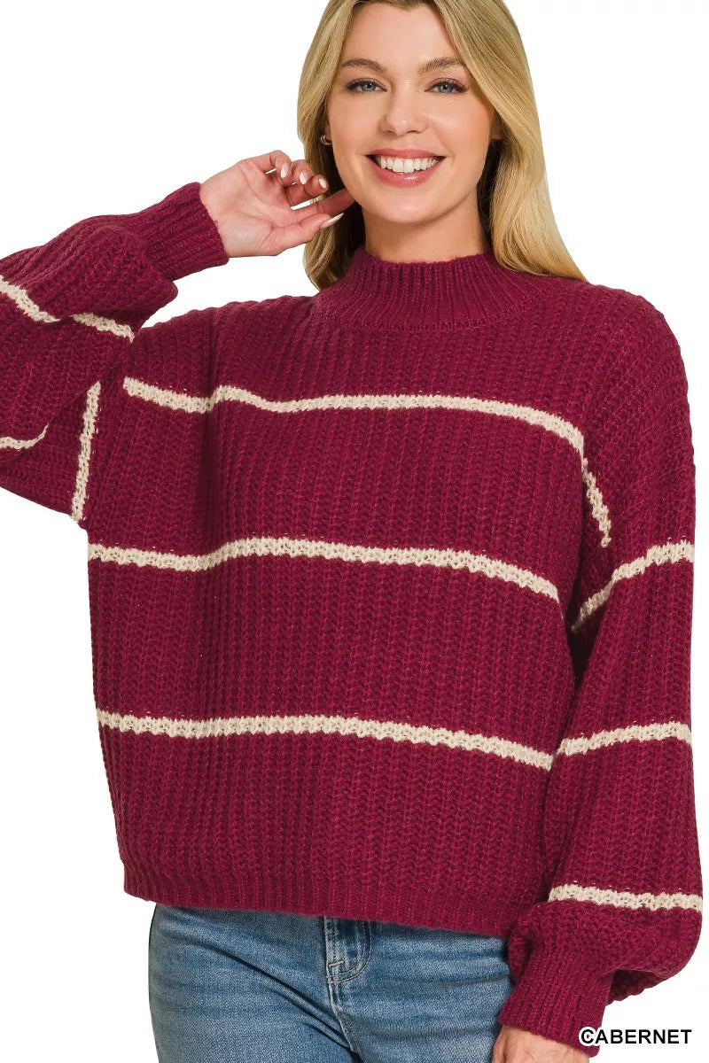 Zenana Oversize Striped Sweater 