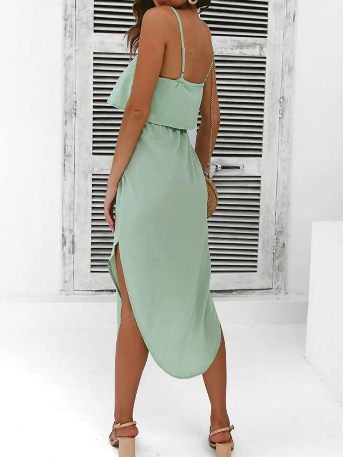 Tied Side Slit Midi Cami Dress 