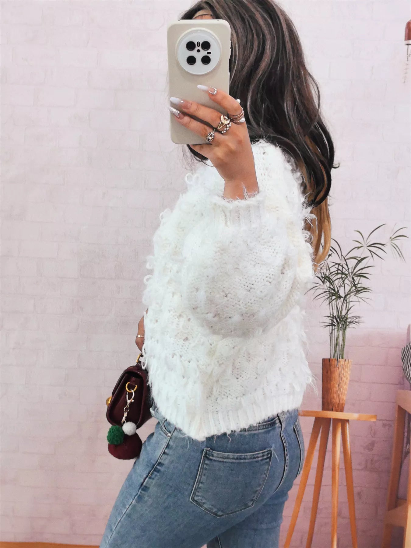 Chunky Round Neck Long Sleeve Sweater 