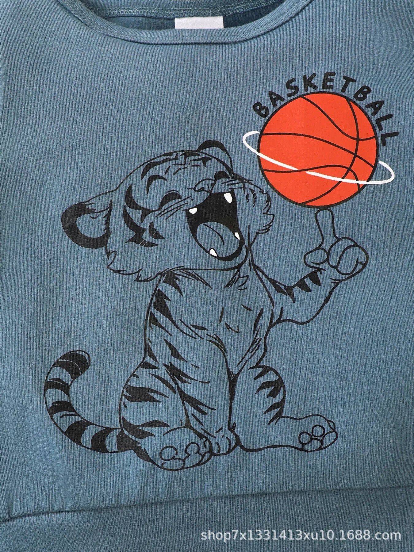 Children's Tiger Basketball Graphic Top and Pants Casual Set 