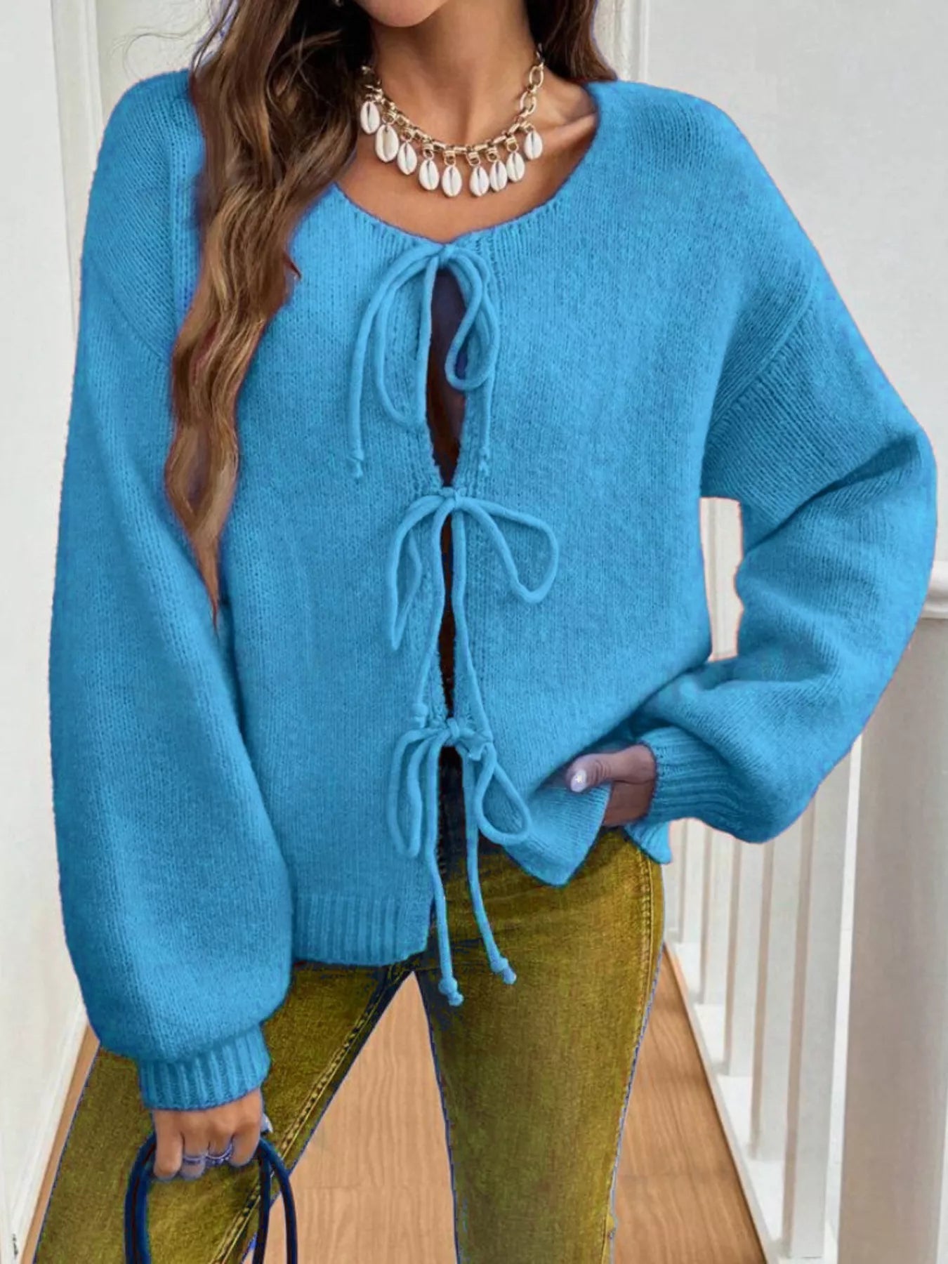 Tie-Front Long Sleeve Cardigan 