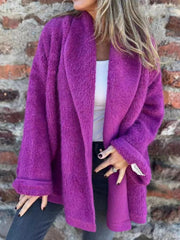Open Front Long Sleeve Fluffy Jacket 
