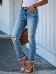 Distressed High-Waisted Skinny Jeans 