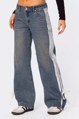 Side Striped Loose Fit Jeans 
