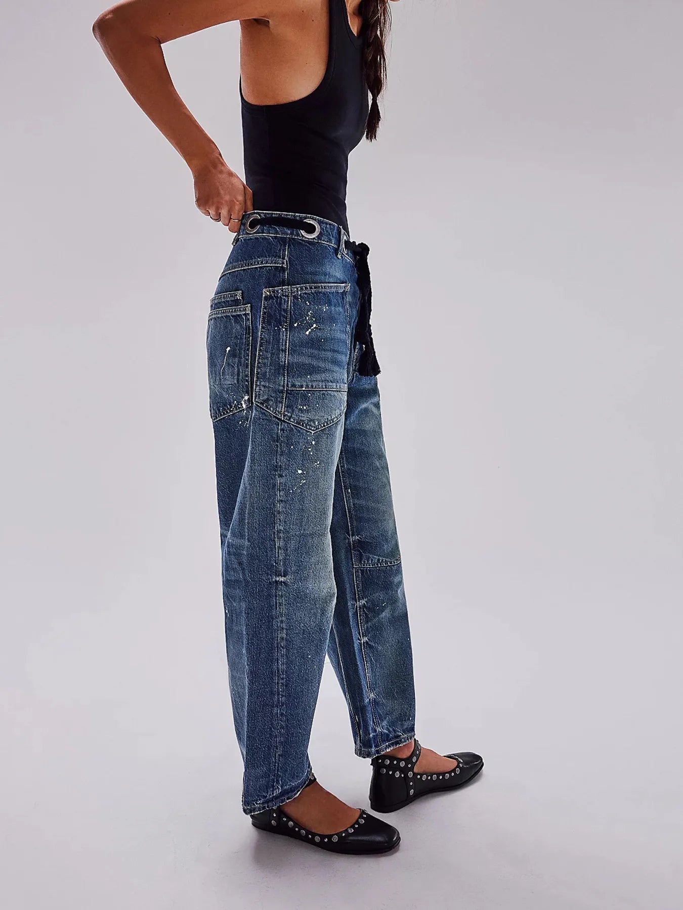 Washed Wide Leg Jeans 