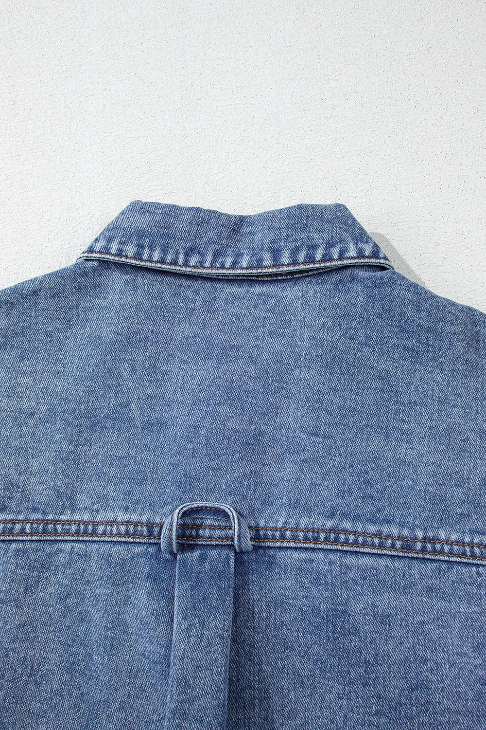 Button Up Cap Sleeve Denim Jacket 