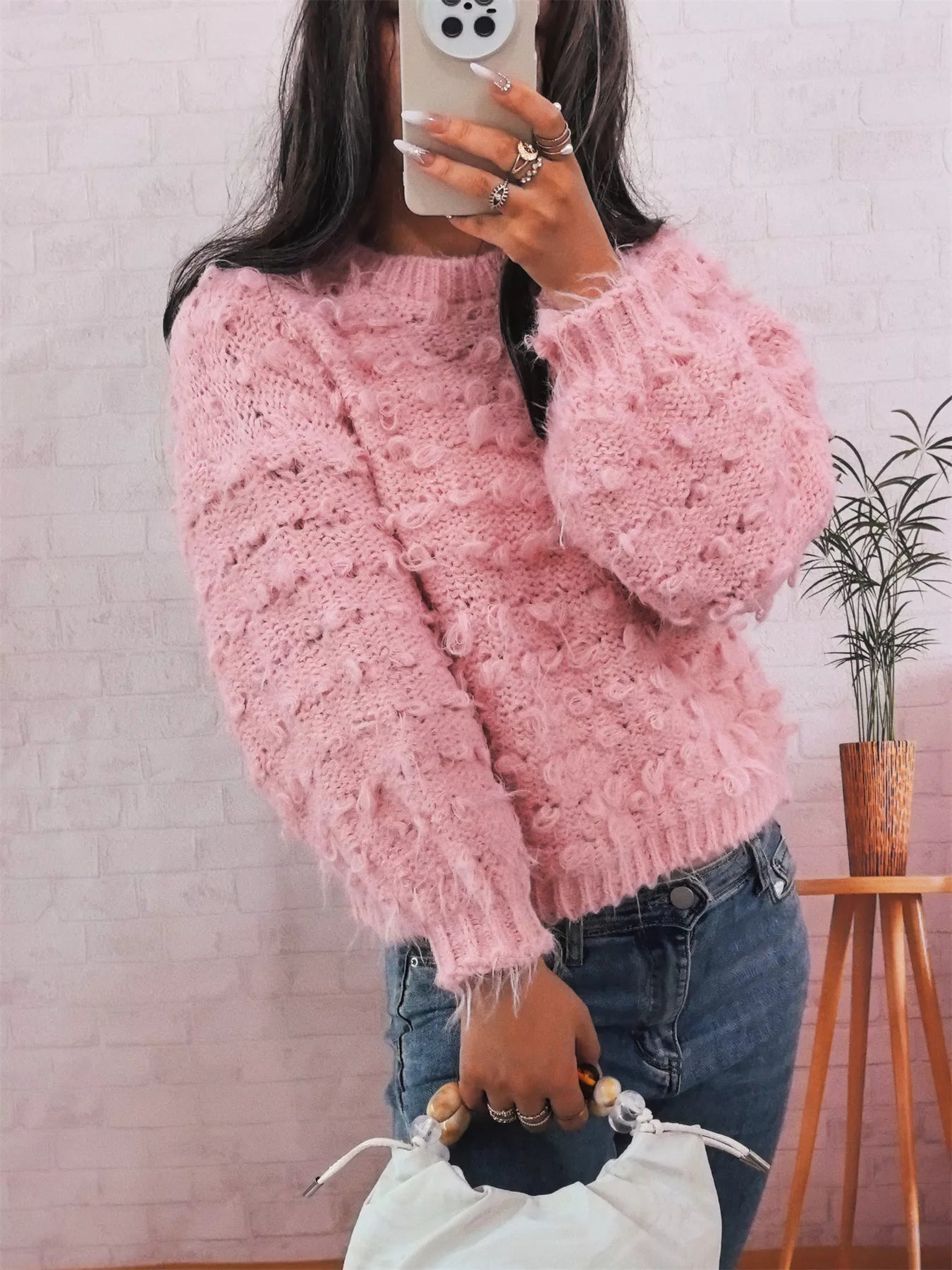 Chunky Round Neck Long Sleeve Sweater 