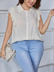Plus Size Ruffled Cap Sleeve Shirt 